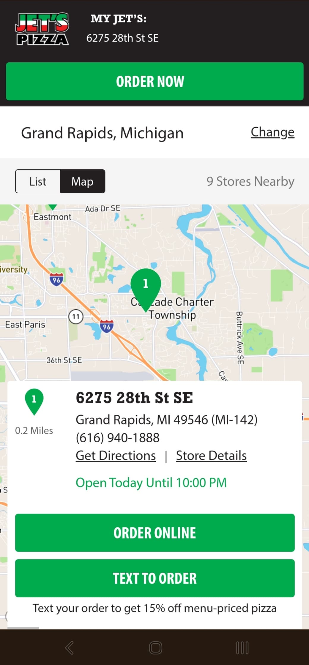 Jet's Pizza Location Map Mobile screenshot